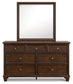 Danabrin King Panel Bed with Mirrored Dresser and Nightstand