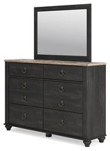 Load image into Gallery viewer, Nanforth King/California King Panel Headboard with Mirrored Dresser and 2 Nightstands
