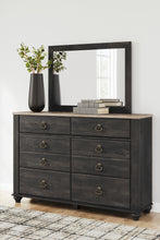 Load image into Gallery viewer, Nanforth King/California King Panel Headboard with Mirrored Dresser and 2 Nightstands
